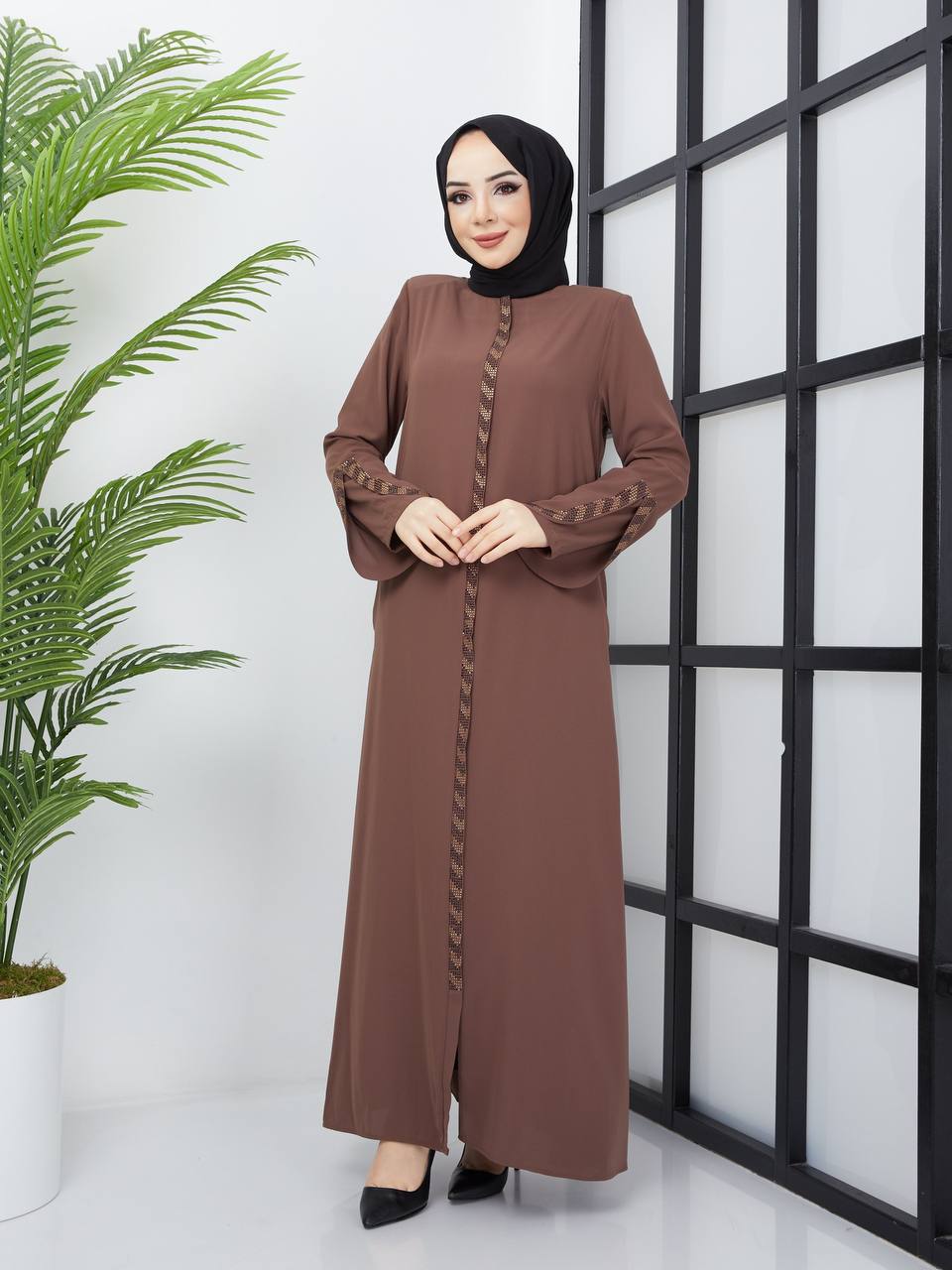 Medina Silk Patterned Abaya Color 3